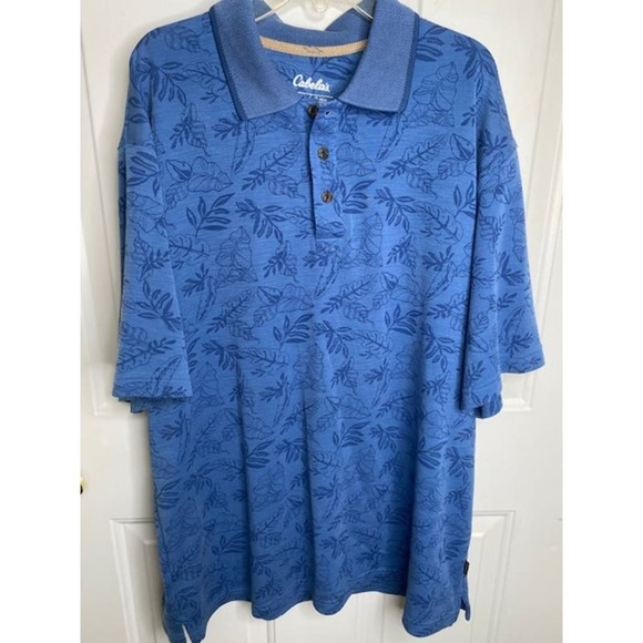 Cabela's Men's Polo Print Shirt Size Large Blue Modal - Picture 1 of 4